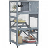 PawHut 66"H Catio on Brake Wheel, Indoor Outdoor Cat Enclosure Cage with Weatherproof Roof Hammock Multiple Platforms Resting Condo Ramps Lockable Doors, for 1-3 Cats, Grey