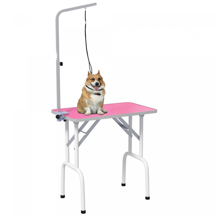Pawhut 32in Foldable Dog Grooming Table For Small Dogs, Pet Grooming Table For Dogs Cats With Adjust