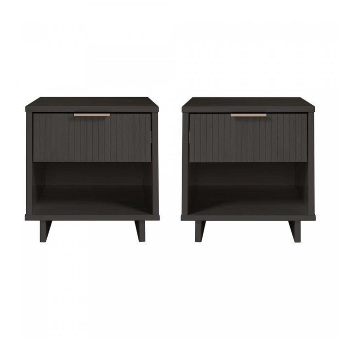 Granville Modern 18\" Nightstand in Charcoal Gray (1-Drawer) - Set of 2 