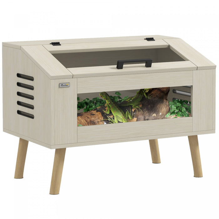 Pawhut 29 Gallon Reptile Terrarium, 31.5\" X 20\" X 24\" Top Opening Reptile Tank With Tempered Glass W