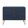 Dumbo Modern 35\" Fluted Dresser in Midnight Blue (3-Drawer) 