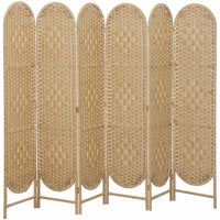 HOMCOM 6 Panel Room Divider, Bohemian Folding Privacy Screen, Natural Wood