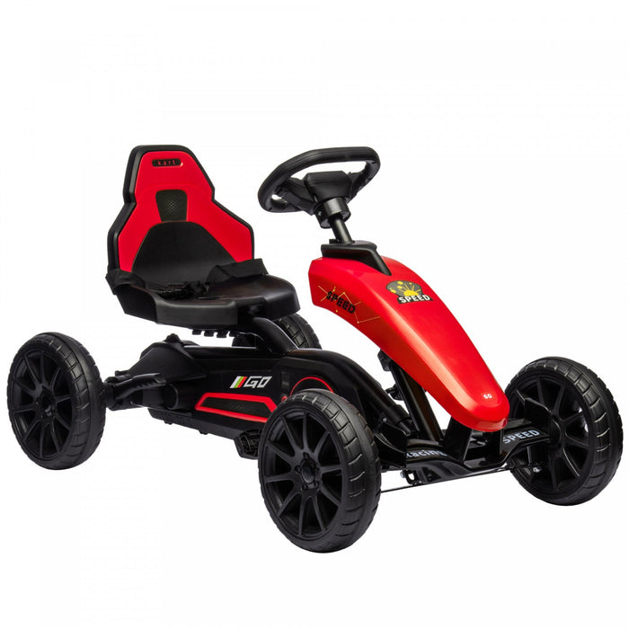 Aosom Pedal Go Kart For Kids, Pedal Powered Ride-On Car With Swing Axle, Adjustable Bucket, Handbrak