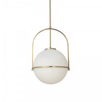 Dainolite Paola 1 Light Pendant Small Aged Brass White Opal Glass Lamp