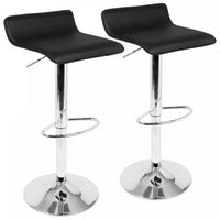 LumiSource Ale Black Fabric Contemporary Adjustable Height Barstool with Swivel - Set of 2