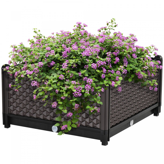Outsunny Plastic Garden Raised Bed, Elevated Planter Box, Flower Vegetables Planting Container With 