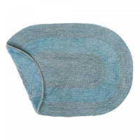 Reversible Cotton Oval Solid Color Bathmat 16 x 24 Blue - Set of 2