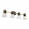 Kanata Black & Brushed Brass 4-Light Bathroom Vanity Light