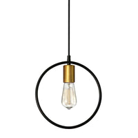 Dainolite Geometric 1 Light Pendant Circle Matte Black/Vintage Bronze Finish Lamp