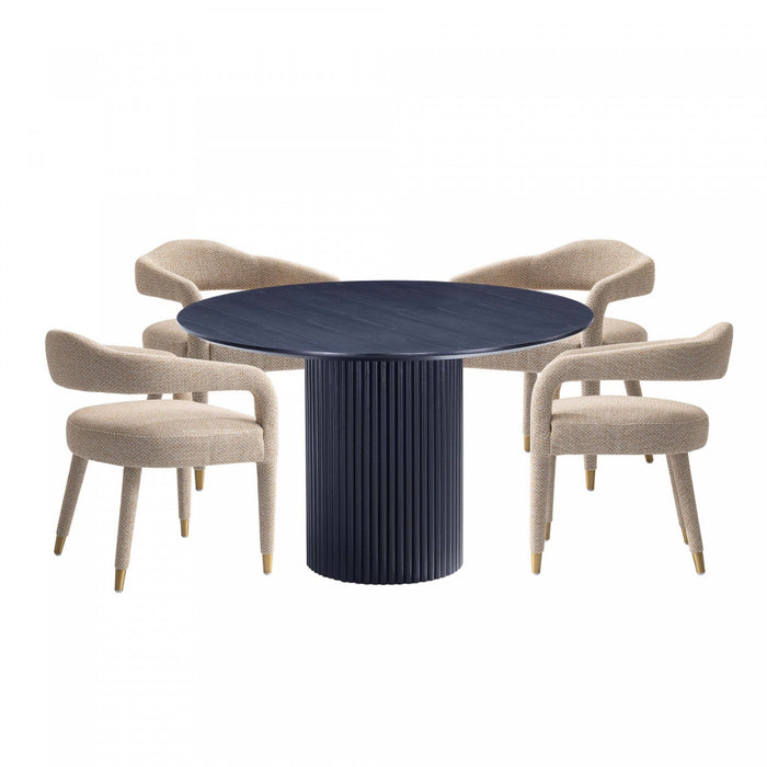 Aspen and Hathaway Modern Industry Chic 5-Piece Dining Set in Silver Lining and Black 