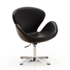 Manhattan Comfort Raspberry Polished Chrome Faux Leather Adjustable Swivel Accent Chair - Black