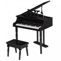 Homcom Modern Kids Piano, 30 Keys, Set Of 2, Mini Toy For Child, Grand Piano With Music Stand And Be