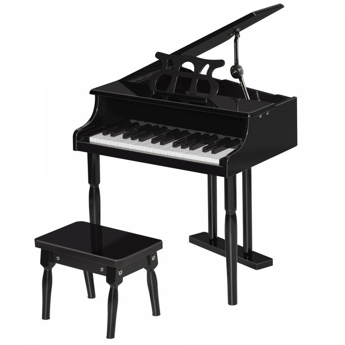 Homcom Modern Kids Piano, 30 Keys, Set Of 2, Mini Toy For Child, Grand Piano With Music Stand And Be