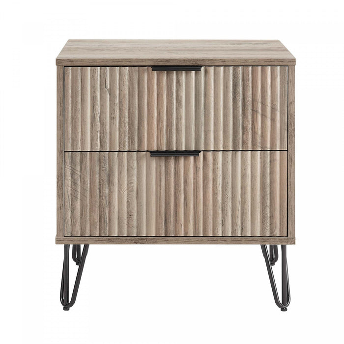 Dumbo Modern 20\" Fluted Nightstand in Rustic Gray (2-Drawer) 
