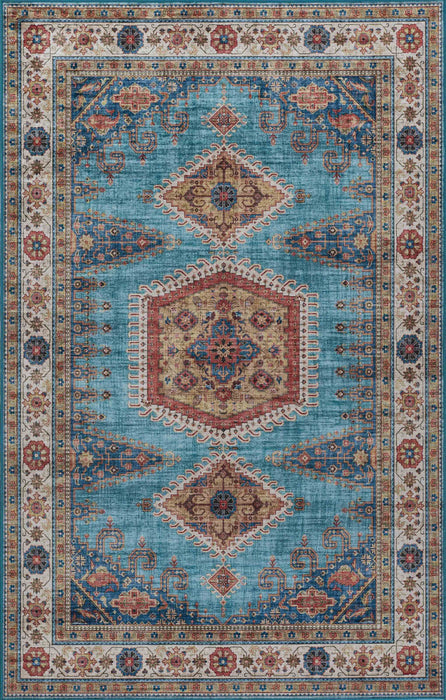 Tracy Traditional 8'0\" x 10'0\" Area Rug in Blue Indoor Area Rug 