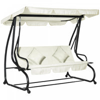 Outsunny 3-seat Outdoor Patio Swing Chair, Converting Flat Bed, Canopy Swing With Adjustable Shade, 