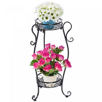 Outsunny 2-tier Flower Pot Stand, Freestanding Plant Display Rack Indoor Outdoor, Metal Plant Stand,