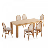 Paragon and Rockaway Modern Industry Chic 7-Piece Dining Set in Oatmeal and Natural Dining Room Set 