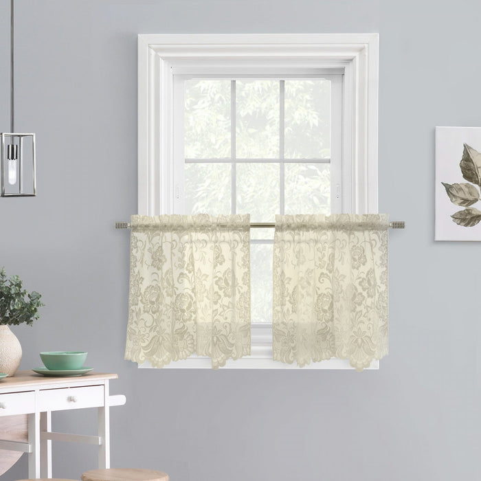 Habitat Limoges Ivory Sheer Rod Pocket Curtain Tiers - 55 x 24