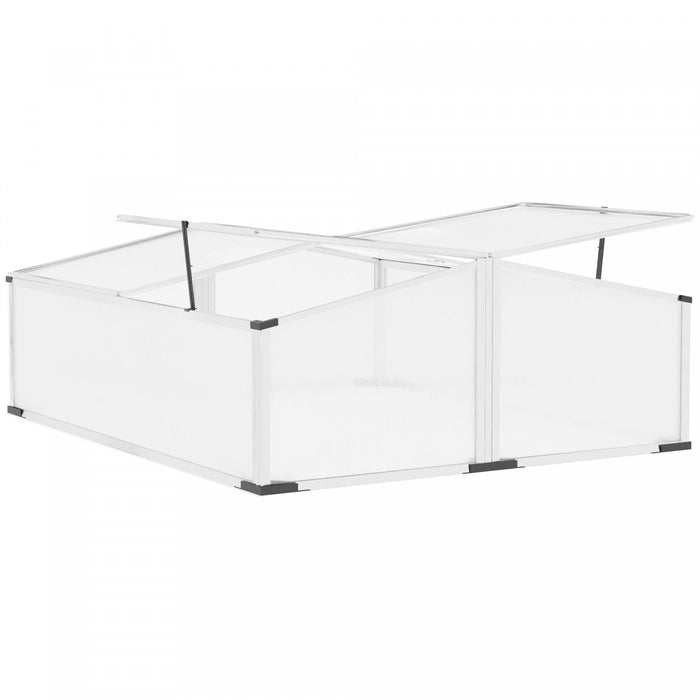 Outsunny Aluminium Cold Frame Greenhouse Kit Raised Plants Bed Protection With Independent Opening T