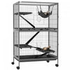 Pawhut 5-tier Rolling Small Animal Cage, Deluxe Guinea Pig Cage, Ferret Cage For Mink Chinchilla Kit