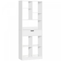HOMCOM Tall Bookshelf with Drawer for Home Office, White