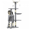 Pawhut 53" Cat Tree, Large Cat Tower With Scratching Posts, Condo, Perches, Ladder, Hammock, Dangling Toys, Multi-level Kitten Activity Centre, Grey