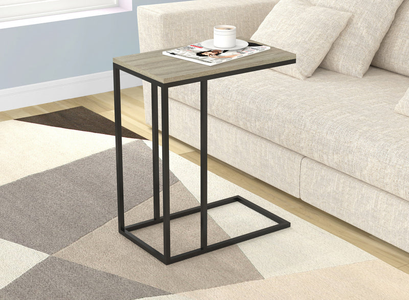 19” C-Shaped End Table With Metal Frame - Dark Taupe 