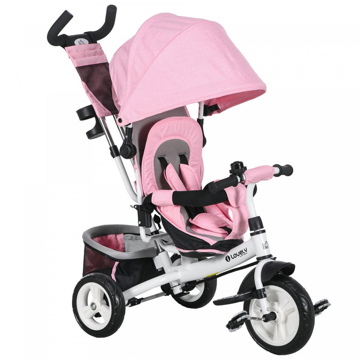 Qaba 6 In 1 Toddler Tricycle, Kids Trike With Foldable Canopy, Removable Parent-push Handle And Cove