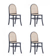 Paragon Industry Chic Cane Back Wood Upholstered Dining Chair in Black and Gray - Set of 4 