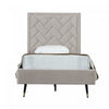 Crosby Modern Upholstered Velvet Twin Bed in Greige 