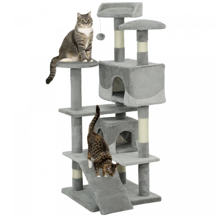 Pawhut 53\" Cat Tree Tower, Large Cat Condo Furniture Multi-level Activity Center With Scratching Pos
