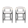 Tammy Counter-height Stool Set Of 2 With Boucle Fabric & Gold Accent - White 