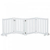 Pawhut Foldable Dog Gate With Door, 4 Panels Freestanding Pet Gate With Support Feet Indoor Playpen 