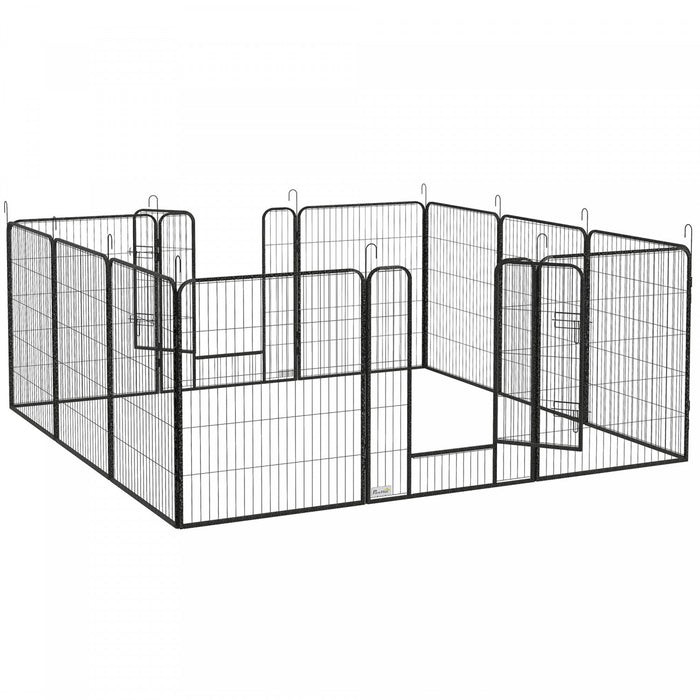 Pawhut Dog Playpen, Heavy-duty Metal Puppy Play Pen, Pet Exercise Fences For Outside And Indoor, Diy