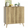 HOMCOM 55" Modern Sideboard Buffet Cabinet with Storage 2 Fluted Doors Oak