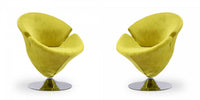 Tulip Modern Velvet Swivel Lounge Chair in Green - Set of 2 