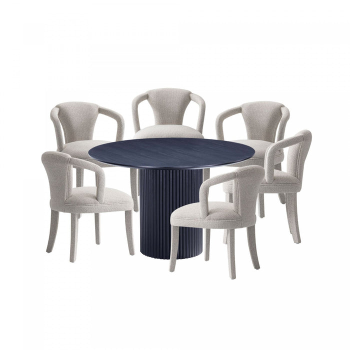 Hathaway and Palmer Modern Industry Chic 7-Piece Dining Set in Gold Dust and Black Dining Room Set 