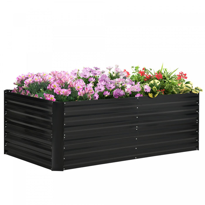 Outsunny Raised Garden Bed, 71\" X 35\" X 23\" Galvanized Steel Planters For Outdoor Plants With Multi-