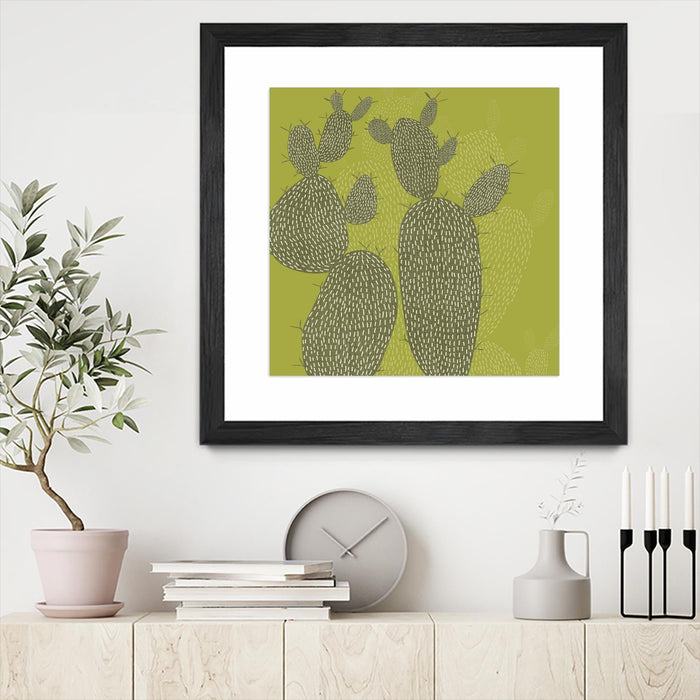 \"Opuntia I\" Matted and Framed Black 30x30 Wall Art