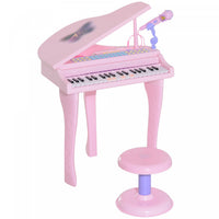 Qaba Mini Electronic Musical Piano 37 Key Keyboard Multifunction Kids Toy With Microphone Stool (pin