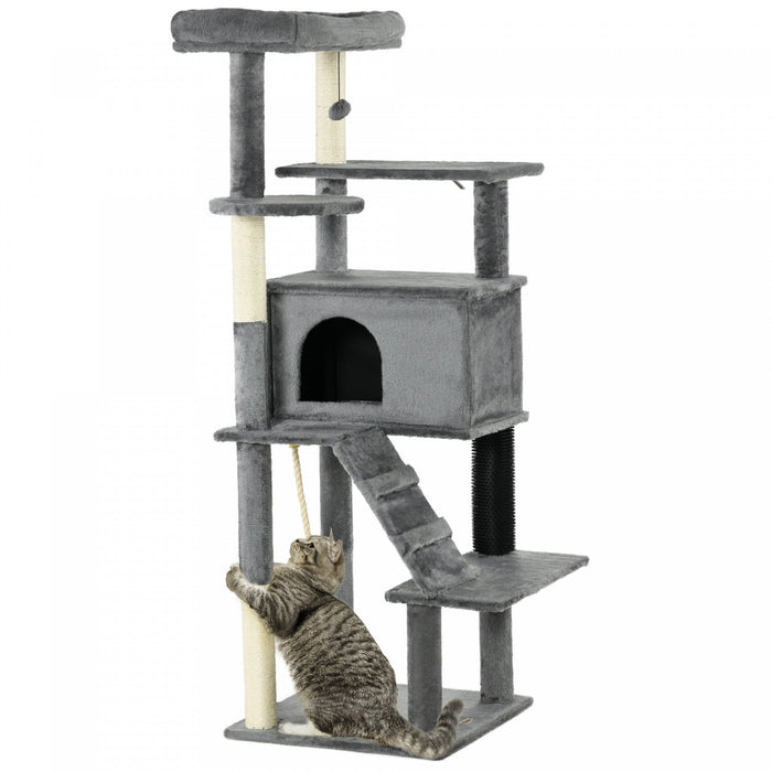 Pawhut Cat Tree For Large Cats Adult, 58\" Tall Cat Tree With Scratching Posts, Large Cat Tower For I
