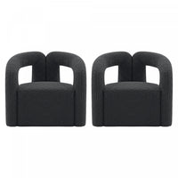 Darian Modern Boucle Lounge Chair in Black - Set of 2 