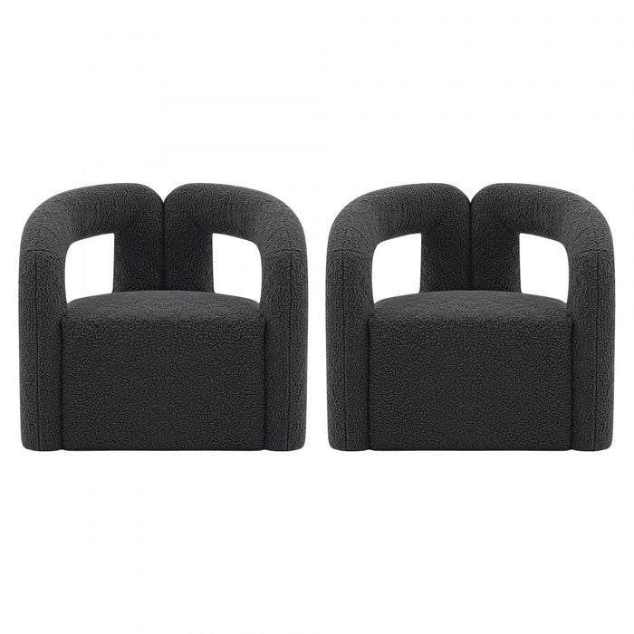 Darian Modern Boucle Lounge Chair in Black - Set of 2 
