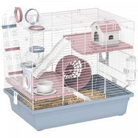 PawHut Hamster Cage, 3-Level Small Animal House with Excerise Wheel, Food Bowl, Water Bottle, House, Tunnels, Ramps, Gerbil Cage for Dwarf Hamster, 19