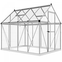 Outsunny 6' X 8' Polycarbonate Greenhouse Walk-in Green House, Silver