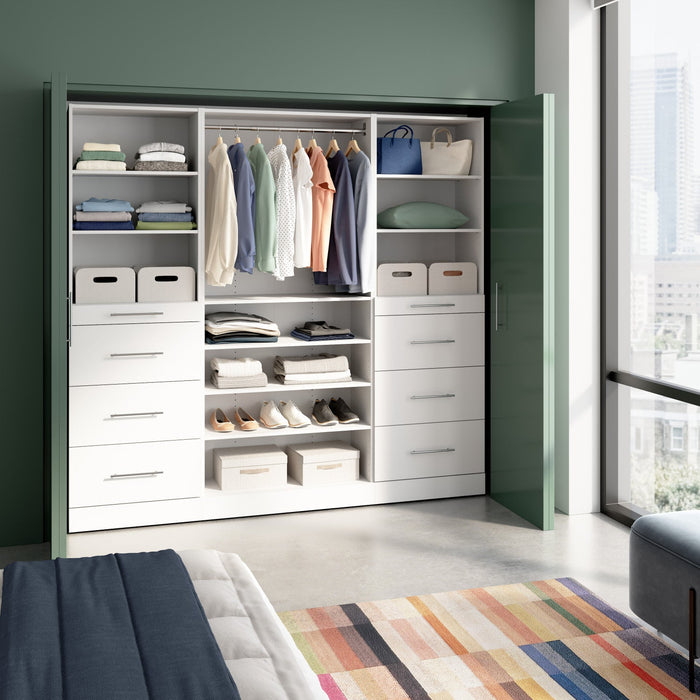 Bestar Florence 85\" Modular Reach-In/Walk-In Closet System with Storage - White