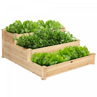 Costway 3 Tier Wooden Raised Vegetable Garden Bed Elevated Planter Kit Outdoor Gardening