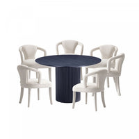 Hathaway and Palmer Modern Industry Chic 7-Piece Dining Set in Silver Lining and Black Dining Room Set 