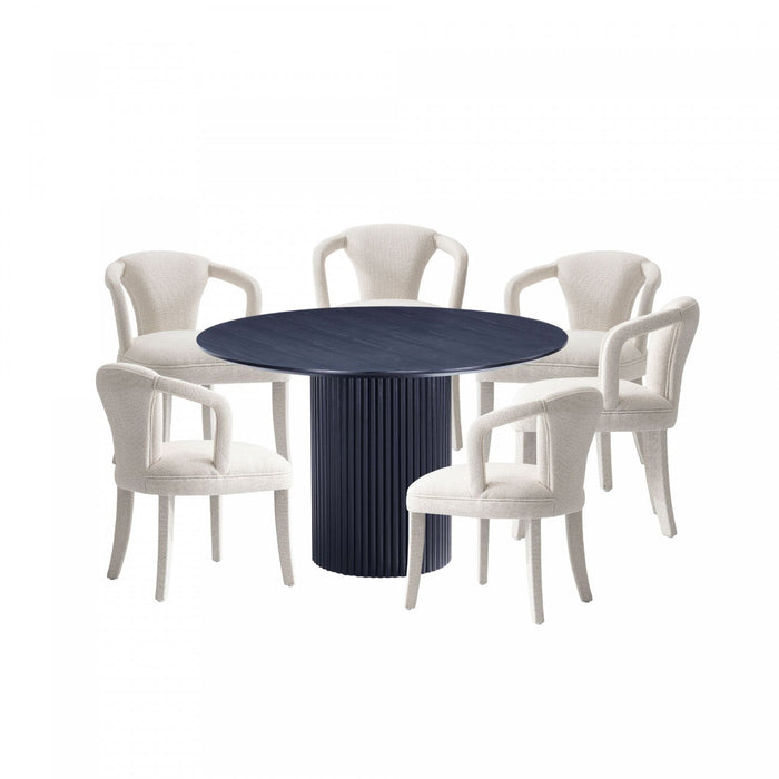 Hathaway and Palmer Modern Industry Chic 7-Piece Dining Set in Silver Lining and Black Dining Room Set 